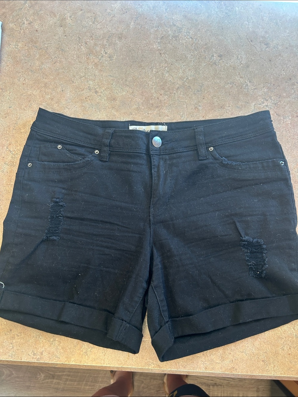 Royalty For Me Black Distressed Cuffed Jean Shorts wannabettabutt